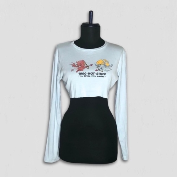 New Girl Order Graphic Print Cropped Long Sleeve Tee - Size 10 - Picture 1 of 9